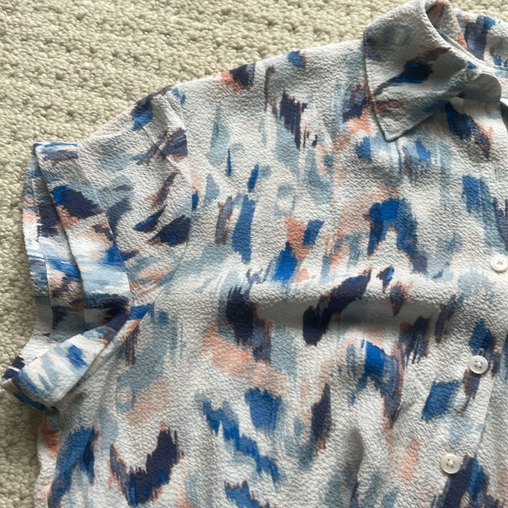 Reitmans Printed Short Sleeve Button-Front Tie-Waist Dress Size XXS - Picture 2 of 13
